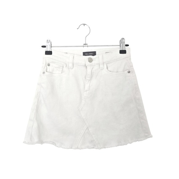 DL1961 Other - DL1961 Jenny Mini Skirt Girls 10 White Denim Frayed‎ Raw Hem